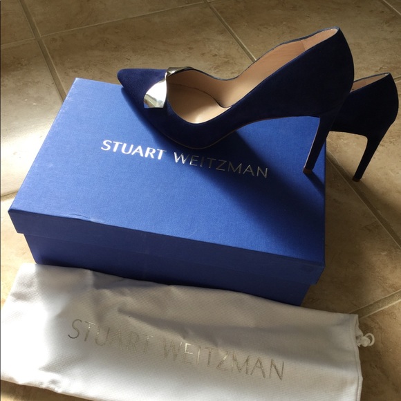 STUART WEITZMAN Stanton 90 Pump, Sapphire Suede - Picture 5 of 8